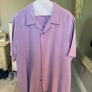 Purple Casual Button Down Shirt with Camp Collar
